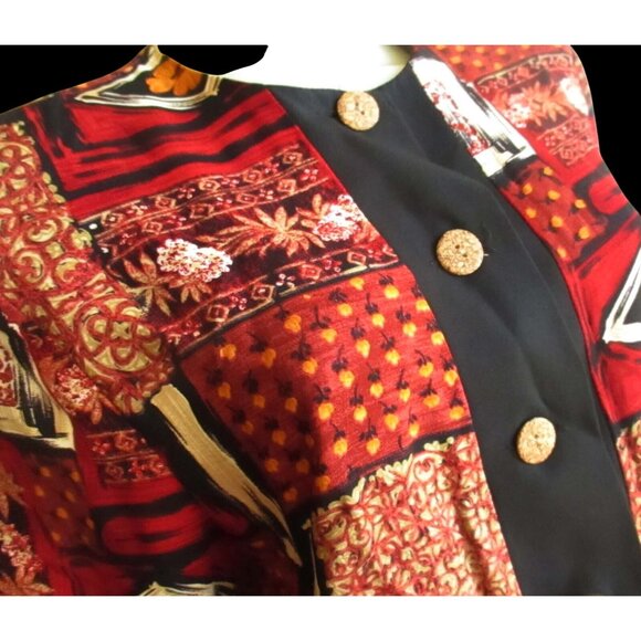 Womens Vintage Cardigan Sweater Medium Jacket Patchwork 10 Made In USA EJM Mom - Picture 3 of 5